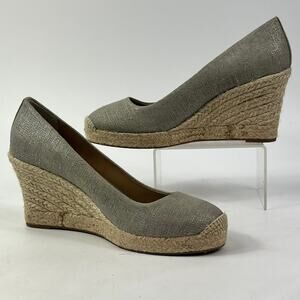 J. Crew Womens 6.5 Espadrille Wedge Heels Neutral Beige Jute Slip On Shoes Boho